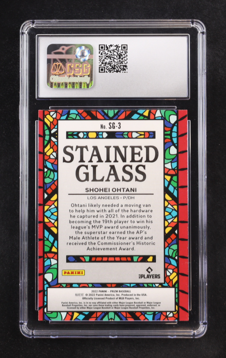 Shohei Ohtani 2022 Panini Prizm Stained Glass #3 (CSG 9) at PristineAuction.com Shohei Ohtani 2022 Panini Prizm Stained Glass #3 (CSG 9) at PristineAuction.com