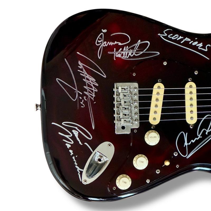 "The Scorpions" Stratocaster Guitar Band-Signed By (5) with Rudolf Schenker, Klaus Meine, Matthias Jabs, Pawel Maciwoda & James Kottak (JSA) at PristineAuction.com "The Scorpions" Stratocaster Guitar Band-Signed By (5) with Rudolf Schenker, Klaus Meine, Matthias Jabs, Pawel Maciwoda & James Kottak (JSA) at PristineAuction.com