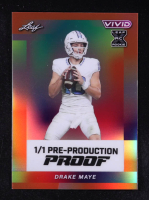 Drake Maye 2023 Leaf Vivid Prismatic Orange Pre-Production Proof #NNO #1/1 RC at PristineAuction.com