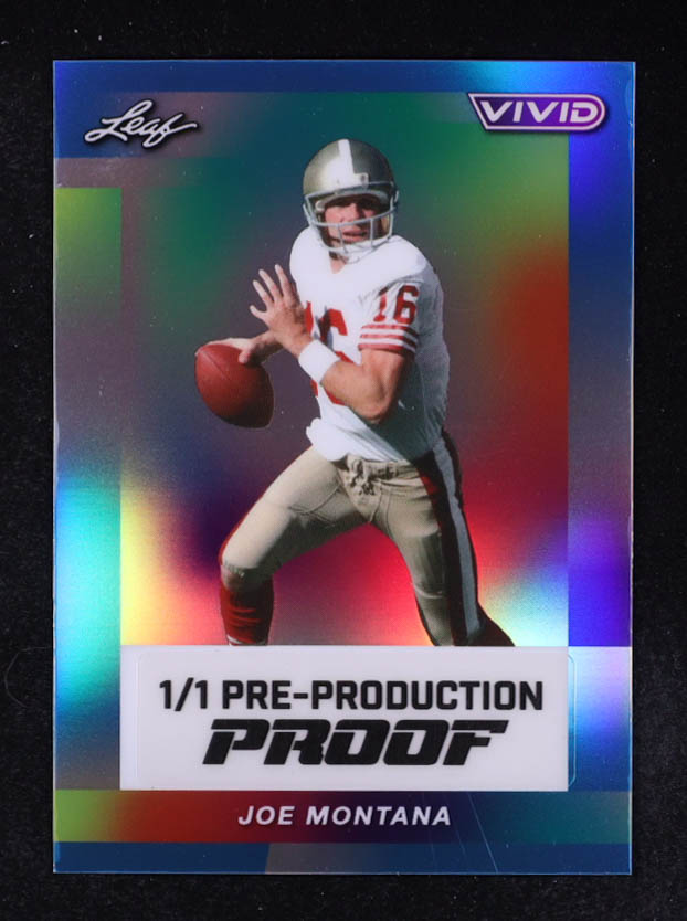 Joe Montana 2023 Leaf Vivid Prismatic Blue Pre-Production Proof #NNO #1/1 at PristineAuction.com Joe Montana 2023 Leaf Vivid Prismatic Blue Pre-Production Proof #NNO #1/1 at PristineAuction.com