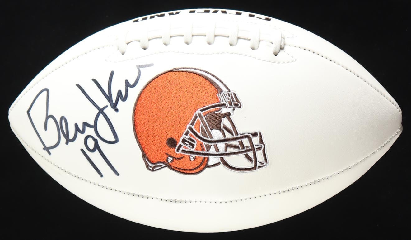 Bernie Kosar Signed Browns Logo Football (Beckett) at PristineAuction.com Bernie Kosar Signed Browns Logo Football (Beckett) at PristineAuction.com