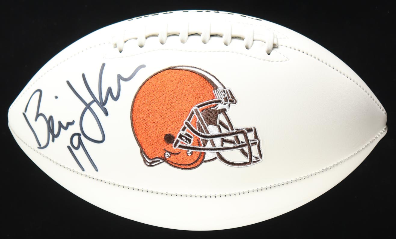 Bernie Kosar Signed Browns Logo Football (Beckett) at PristineAuction.com Bernie Kosar Signed Browns Logo Football (Beckett) at PristineAuction.com