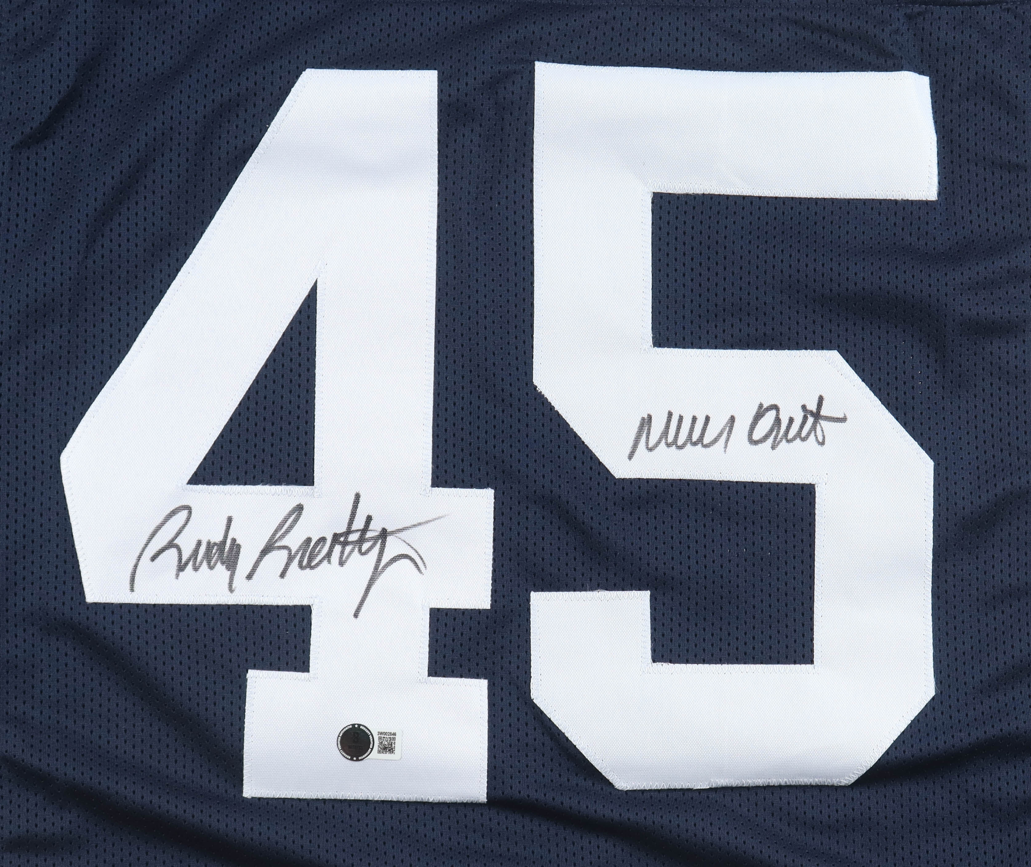 Rudy Ruettiger Signed Movie Quote Jersey Inscribed "Never Quit" (Beckett) at PristineAuction.com Rudy Ruettiger Signed Movie Quote Jersey Inscribed "Never Quit" (Beckett) at PristineAuction.com