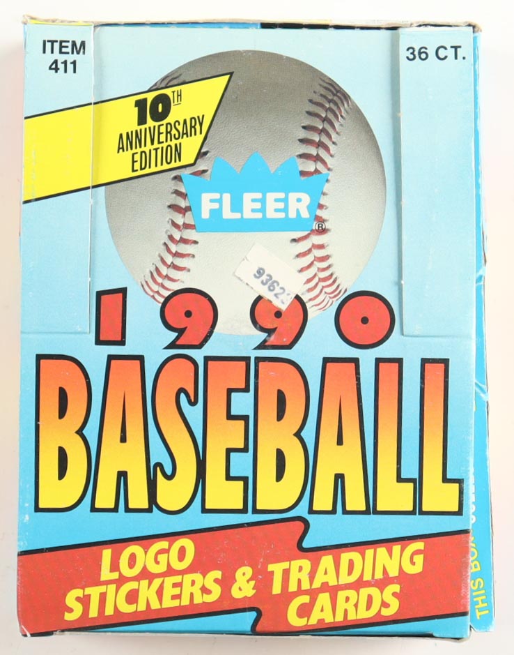 1990 Fleer Baseball Wax Box with (36) Packs at PristineAuction.com 1990 Fleer Baseball Wax Box with (36) Packs at PristineAuction.com