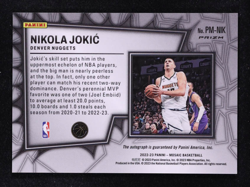 Nikola Jokic 2022-23 Panini Mosaic Pictographs Mosaic #7 at PristineAuction.com Nikola Jokic 2022-23 Panini Mosaic Pictographs Mosaic #7 at PristineAuction.com