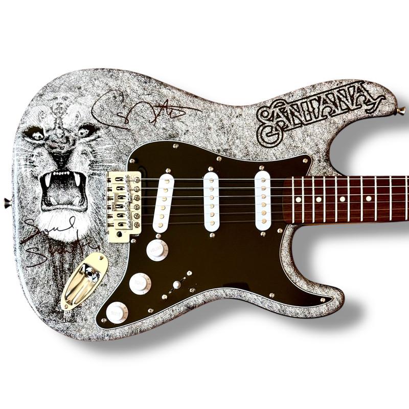 Carlos Santana Signed Custom Fender Squire Stratocaster Guitar Inscribed "Soul Sacrifice" (JSA) at PristineAuction.com Carlos Santana Signed Custom Fender Squire Stratocaster Guitar Inscribed "Soul Sacrifice" (JSA) at PristineAuction.com