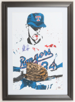 Nolan Ryan Signed Rangers Custom Framed Art Print Display (PSA) at PristineAuction.com