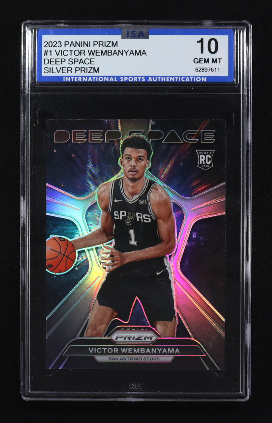 Victor Wembanyama 2023 Panini Prizm Deep Space Silver #1 RC (ISA 10) at PristineAuction.com Victor Wembanyama 2023 Panini Prizm Deep Space Silver #1 RC (ISA 10) at PristineAuction.com