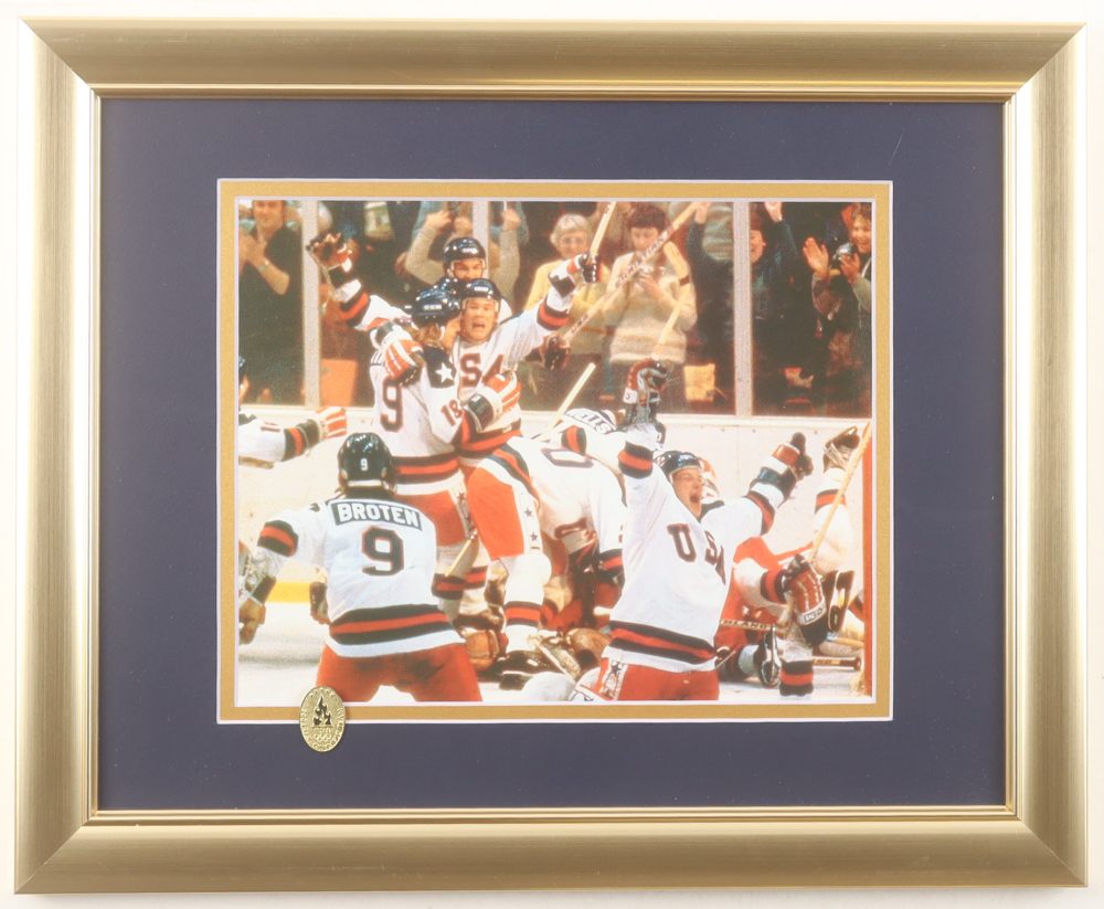 "The Miracle on Ice Team USA" Custom Framed Photo Display with Olympic Pin at PristineAuction.com "The Miracle on Ice Team USA" Custom Framed Photo Display with Olympic Pin at PristineAuction.com