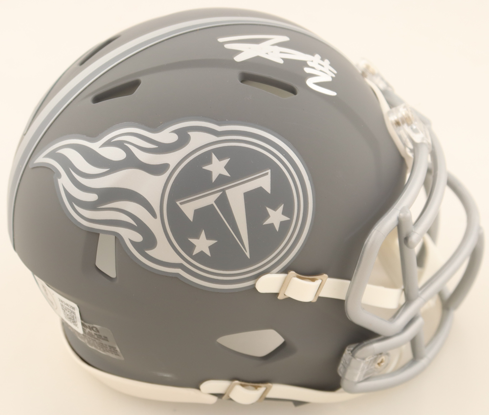 Tyjae Spears Signed Titans Slate Alternate Speed Mini Helmet (Beckett) at PristineAuction.com Tyjae Spears Signed Titans Slate Alternate Speed Mini Helmet (Beckett) at PristineAuction.com