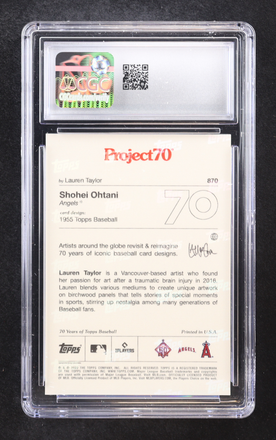 Shohei Ohtani 2022 Topps Project70 #870 Lauren Taylor (CGC 9) at PristineAuction.com Shohei Ohtani 2022 Topps Project70 #870 Lauren Taylor (CGC 9) at PristineAuction.com