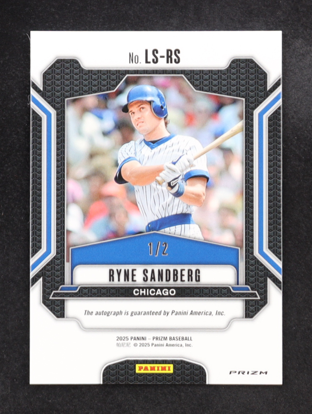 Ryne Sandberg 2025 Panini Prizm Legendary Signatures Prizms Gold Shimmer FOTL #1 #1/2 at PristineAuction.com Ryne Sandberg 2025 Panini Prizm Legendary Signatures Prizms Gold Shimmer FOTL #1 #1/2 at PristineAuction.com