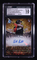 Heston Kjerstad 2024 Bowman Chrome Chrome Gladiators of the Diamond Autographs Gold Mini-Diamond Refractors #GDAHK #38/50 RC (CGC 10 | Auto 10) at PristineAuction.com