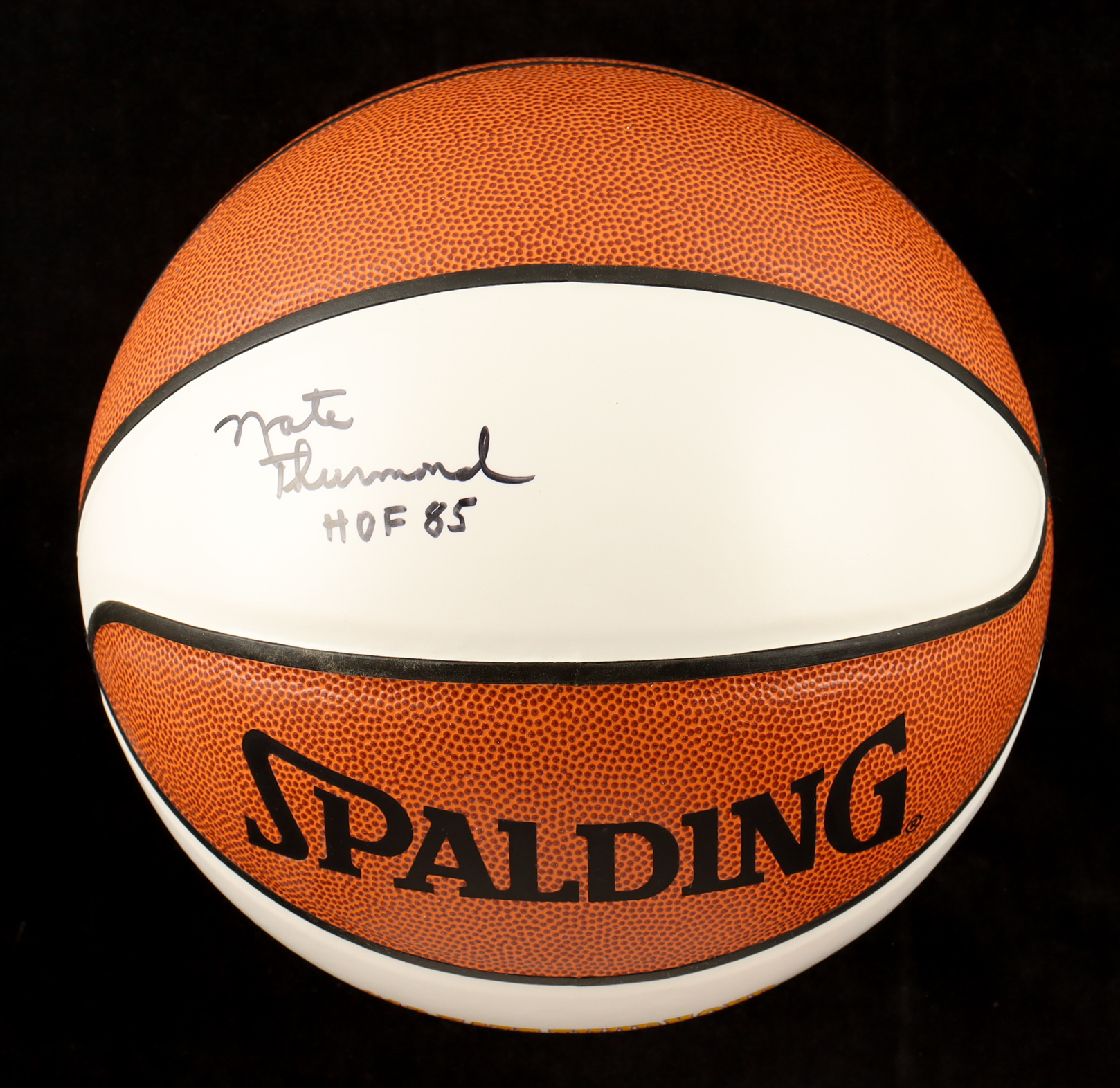 Nate Thurmond Signed NBA Player Logo Basketball Inscribed "HOF 85" (JSA) at PristineAuction.com Nate Thurmond Signed NBA Player Logo Basketball Inscribed "HOF 85" (JSA) at PristineAuction.com