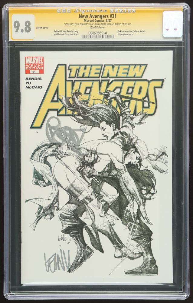 Leinil Francis Yu & Brian Michael Bendis Signed 2007 "The New Avengers" #31 Marvel Comic Book (CGC 9.8) at PristineAuction.com Leinil Francis Yu & Brian Michael Bendis Signed 2007 "The New Avengers" #31 Marvel Comic Book (CGC 9.8) at PristineAuction.com