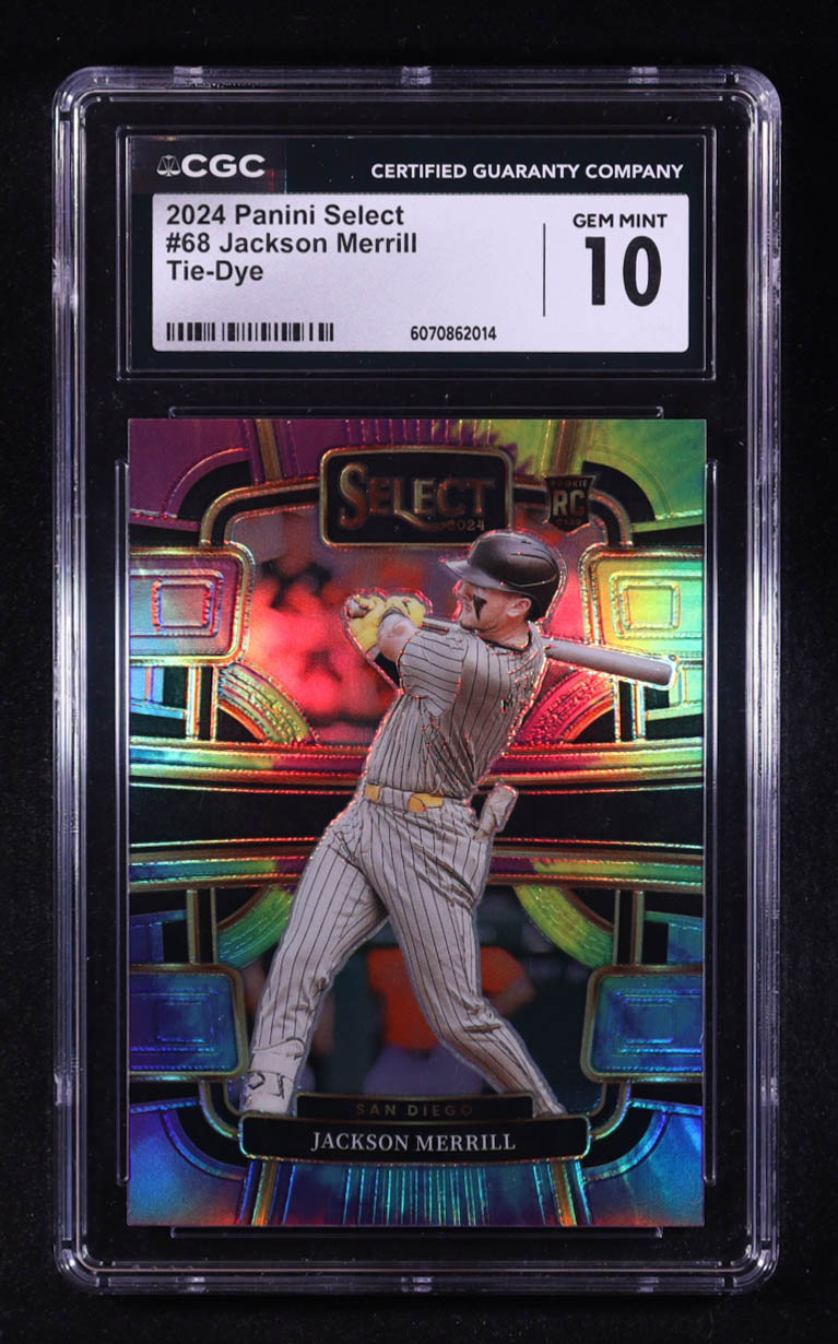 Jackson Merrill 2024 Select Prizms Tie-Dye #68 #01/25 RC (CGC 10) at PristineAuction.com Jackson Merrill 2024 Select Prizms Tie-Dye #68 #01/25 RC (CGC 10) at PristineAuction.com