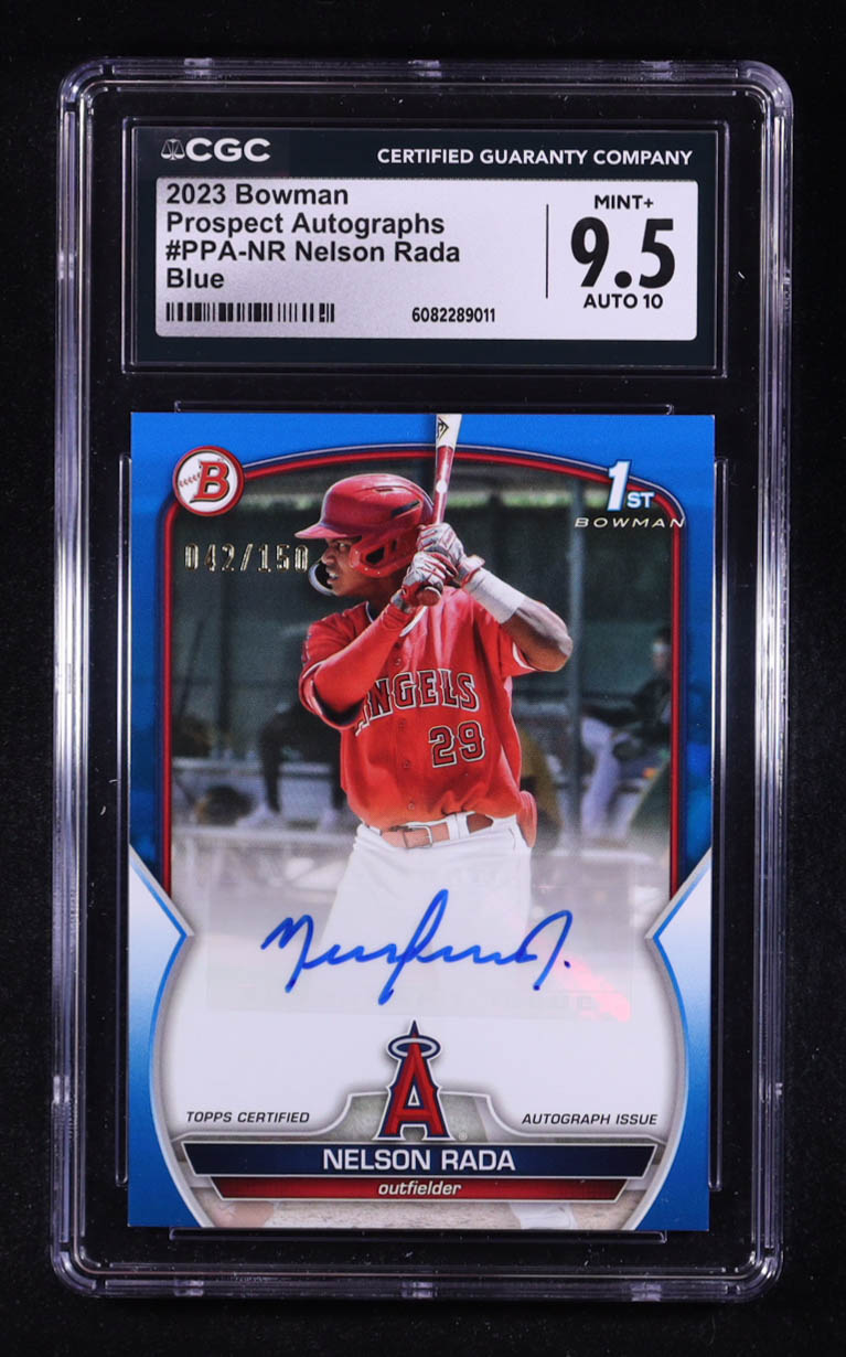 Nelson Rada 2023 Bowman Prospect Autographs Blue #PPANR #042/150 RC (CGC 9.5 | Auto 10) at PristineAuction.com Nelson Rada 2023 Bowman Prospect Autographs Blue #PPANR #042/150 RC (CGC 9.5 | Auto 10) at PristineAuction.com