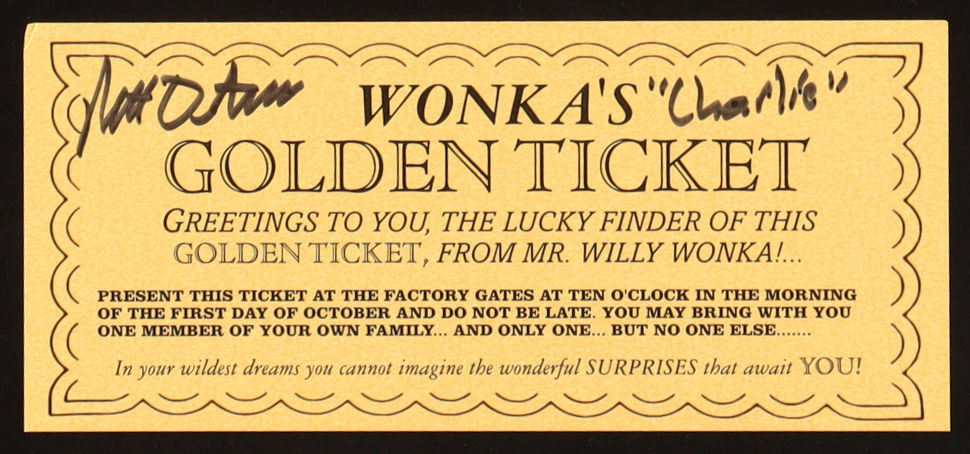 Peter Ostrum Signed "Willy Wonka and the Chocolate Factory" Golden Ticket Replica (JSA) at PristineAuction.com Peter Ostrum Signed "Willy Wonka and the Chocolate Factory" Golden Ticket Replica (JSA) at PristineAuction.com