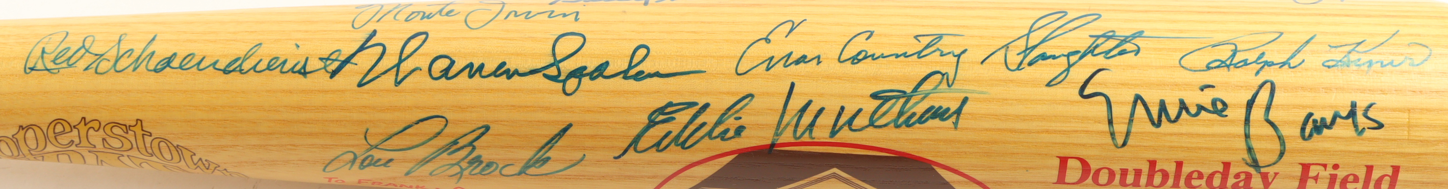 Baseball Hall of Famers & Stars Cooperstown Double Day Field Commemorative Baseball Bat Signed by (25+) with Willie Mays, Carl Yastrzemski, Sandy Koufax, Stan Musial (JSA) at PristineAuction.com Baseball Hall of Famers & Stars Cooperstown Double Day Field Commemorative Baseball Bat Signed by (25+) with Willie Mays, Carl Yastrzemski, Sandy Koufax, Stan Musial (JSA) at PristineAuction.com