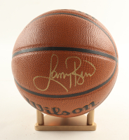 Larry Bird Signed NBA Basketball with Gold All-Wood Stand (PSA) at PristineAuction.com
