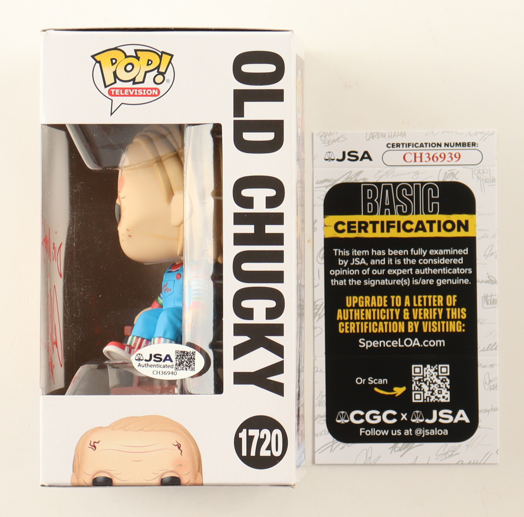 Alex Vincent Signed "Chucky" #1720 Old Chucky Funko Pop! Vinyl Figure Inscribed "Die Already! / Andy" (JSA) at PristineAuction.com Alex Vincent Signed "Chucky" #1720 Old Chucky Funko Pop! Vinyl Figure Inscribed "Die Already! / Andy" (JSA) at PristineAuction.com