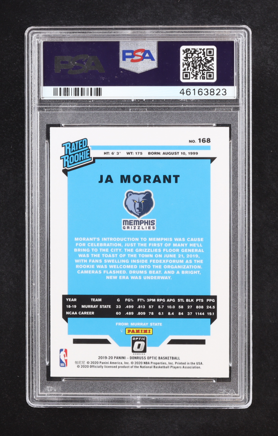 Ja Morant 2019-20 Panini Donruss Optic Rated Rookie #168 RC (PSA 10) at PristineAuction.com Ja Morant 2019-20 Panini Donruss Optic Rated Rookie #168 RC (PSA 10) at PristineAuction.com