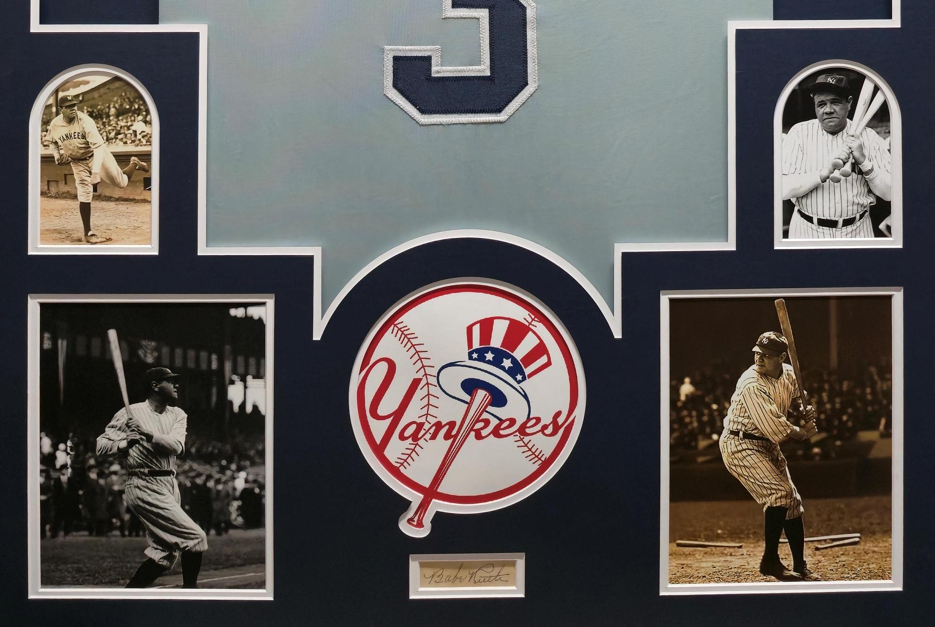 Babe Ruth Custom Framed Jersey Display at PristineAuction.com Babe Ruth Custom Framed Jersey Display at PristineAuction.com