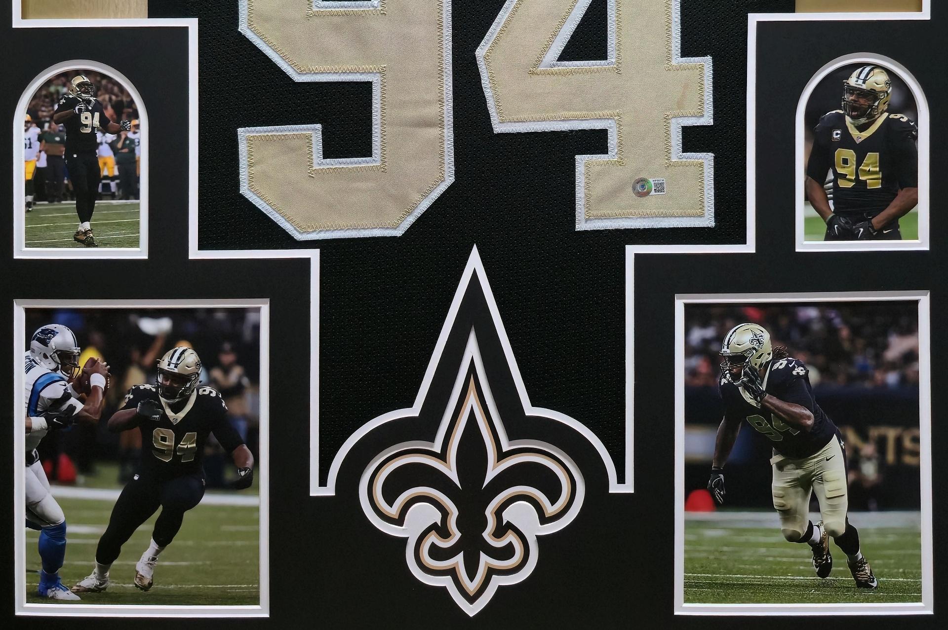 Cam Jordan Signed Custom Framed Jersey Display (Beckett) at PristineAuction.com Cam Jordan Signed Custom Framed Jersey Display (Beckett) at PristineAuction.com