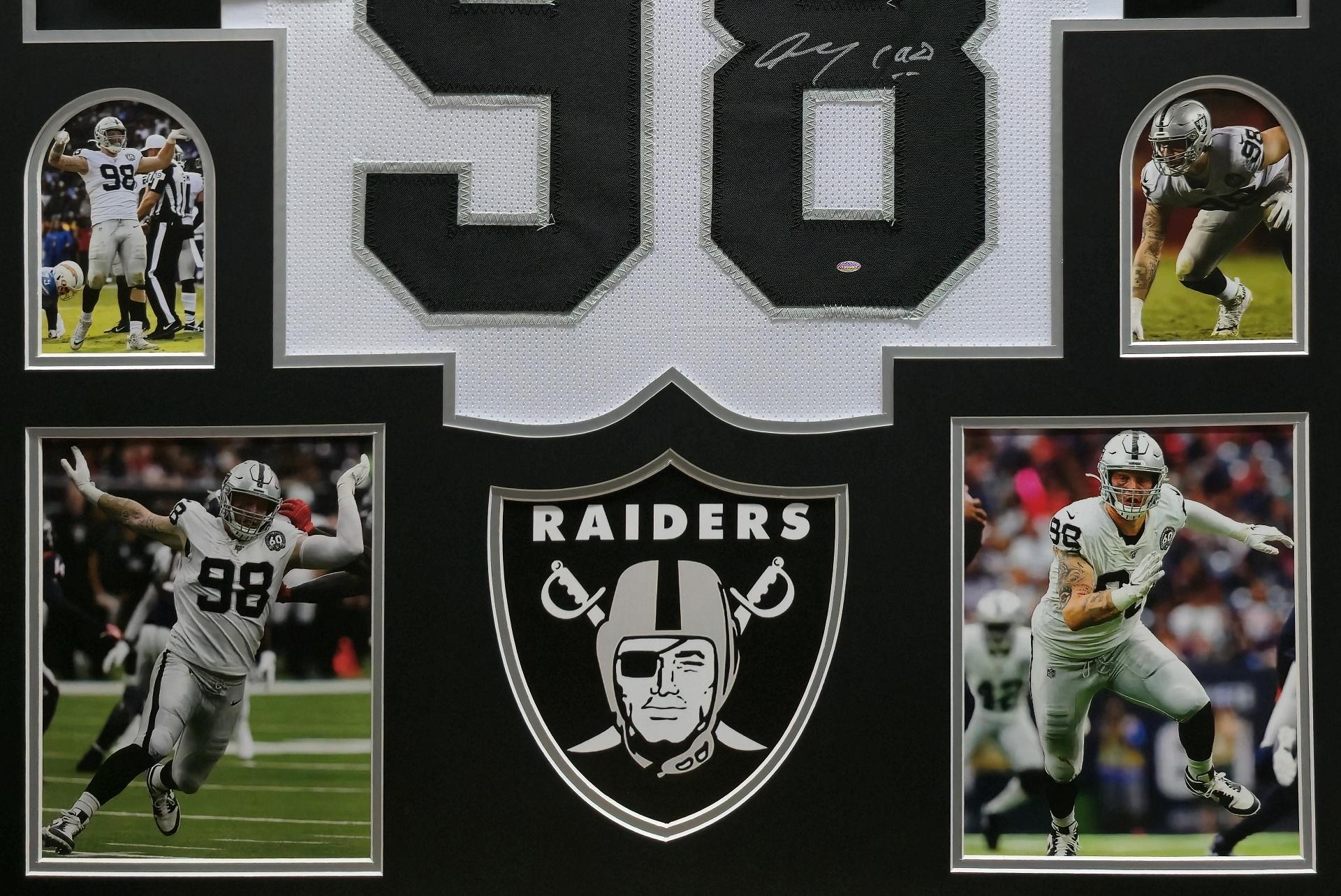 Maxx Crosby Signed Custom Framed Jersey Display (OKAuthentics) at PristineAuction.com Maxx Crosby Signed Custom Framed Jersey Display (OKAuthentics) at PristineAuction.com