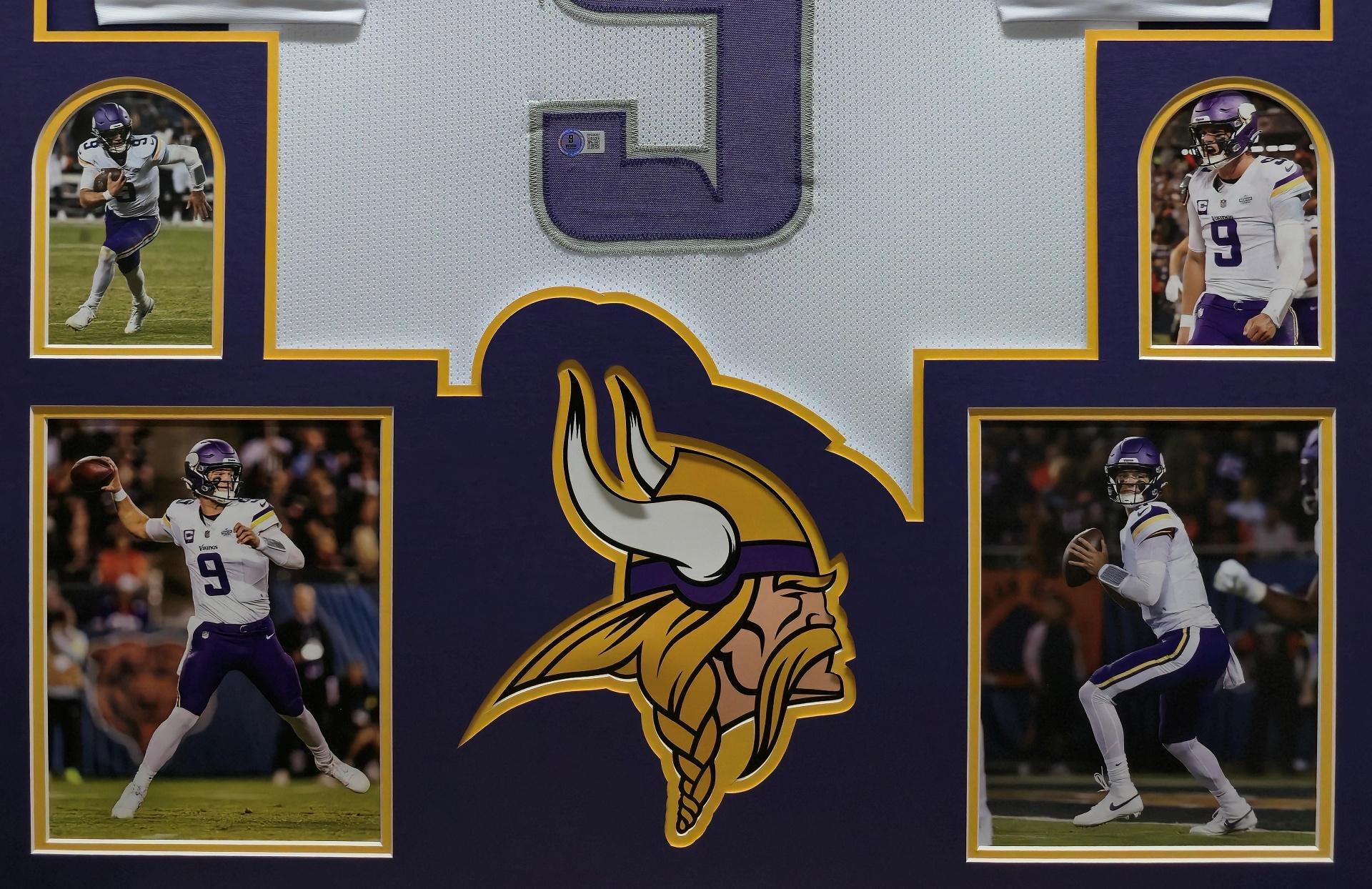 J.J. McCarthy Signed Custom Framed Jersey Display (Beckett) at PristineAuction.com J.J. McCarthy Signed Custom Framed Jersey Display (Beckett) at PristineAuction.com