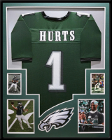 Jalen Hurts Custom Framed Jersey Display at PristineAuction.com