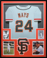 Willie Mays Custom Framed Jersey Display at PristineAuction.com