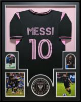 Lionel Messi Custom Framed Jersey Display at PristineAuction.com