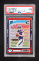 JJ McCarthy 2024 Panini Donruss Rated Rookie Optic Preview-Red Wave #303 RC (PSA 9) at PristineAuction.com