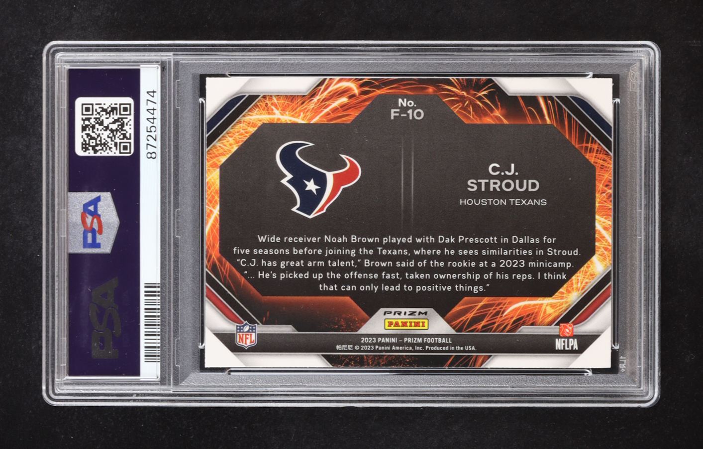 CJ Stroud 2023 Panini Prizm Fireworks Silver #F-10 RC (PSA 10) at PristineAuction.com CJ Stroud 2023 Panini Prizm Fireworks Silver #F-10 RC (PSA 10) at PristineAuction.com