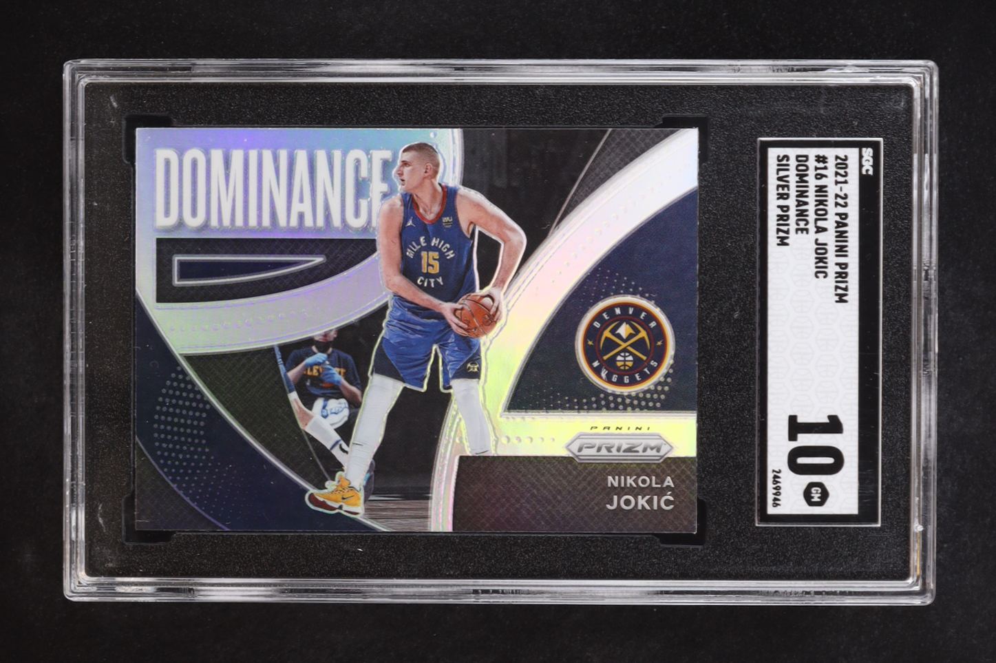 Nikola Jokic 2021-22 Panini Prizm Dominance Silver #16 (SGC 10) at PristineAuction.com Nikola Jokic 2021-22 Panini Prizm Dominance Silver #16 (SGC 10) at PristineAuction.com