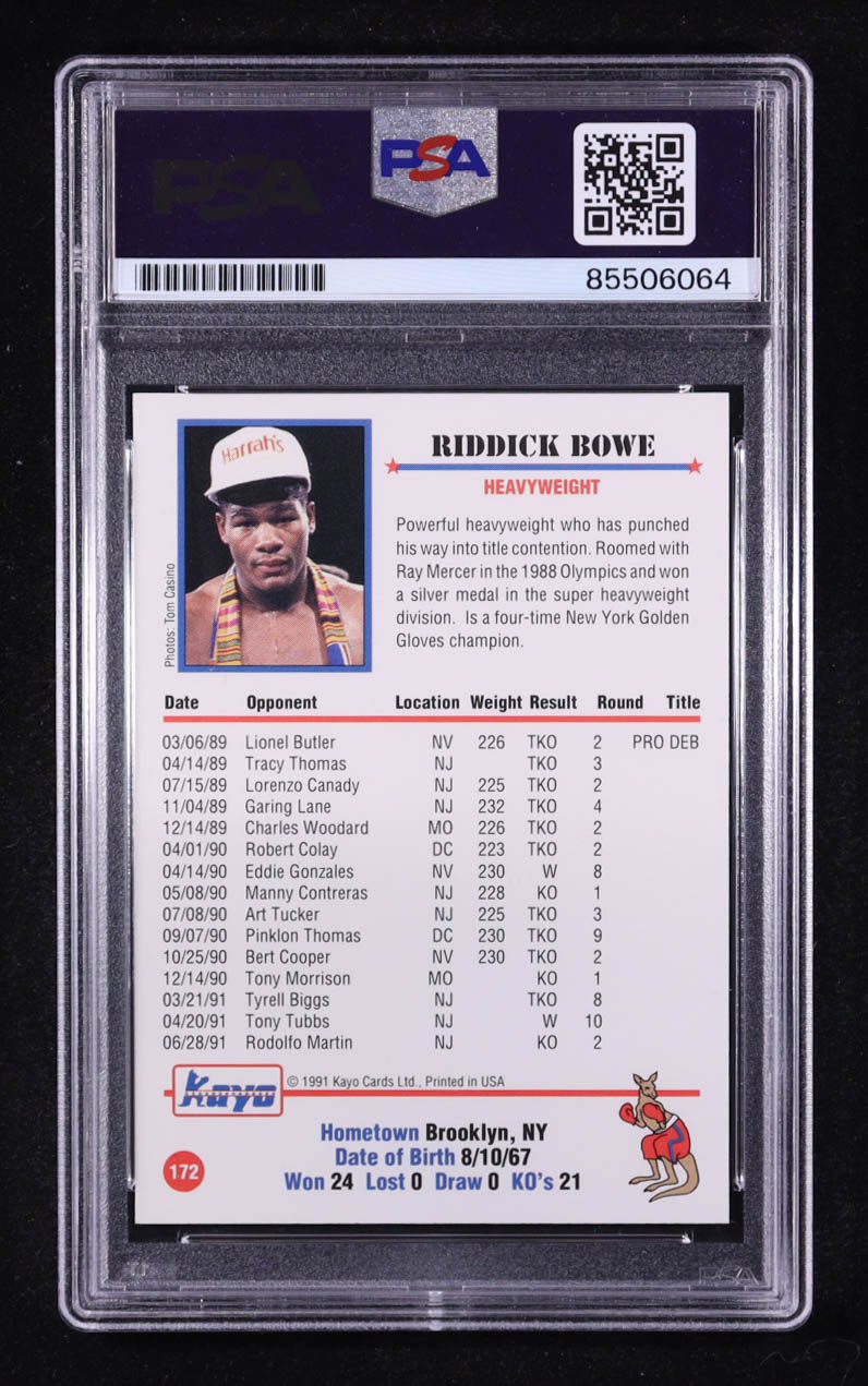 Riddick Bowe Signed 1991 Kayo #172 (PSA) at PristineAuction.com Riddick Bowe Signed 1991 Kayo #172 (PSA) at PristineAuction.com