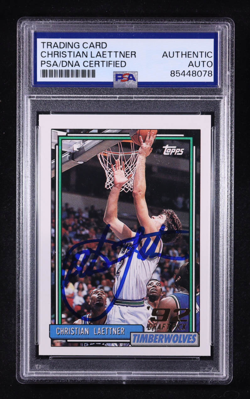 Christian Laettner Signed 1992-93 Topps #334 RC (PSA) at PristineAuction.com Christian Laettner Signed 1992-93 Topps #334 RC (PSA) at PristineAuction.com