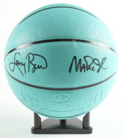Larry Bird & Magic Johnson Signed Tiffany and Co. NBA Basketball With Display Stand (PSA & Beckett) at PristineAuction.com