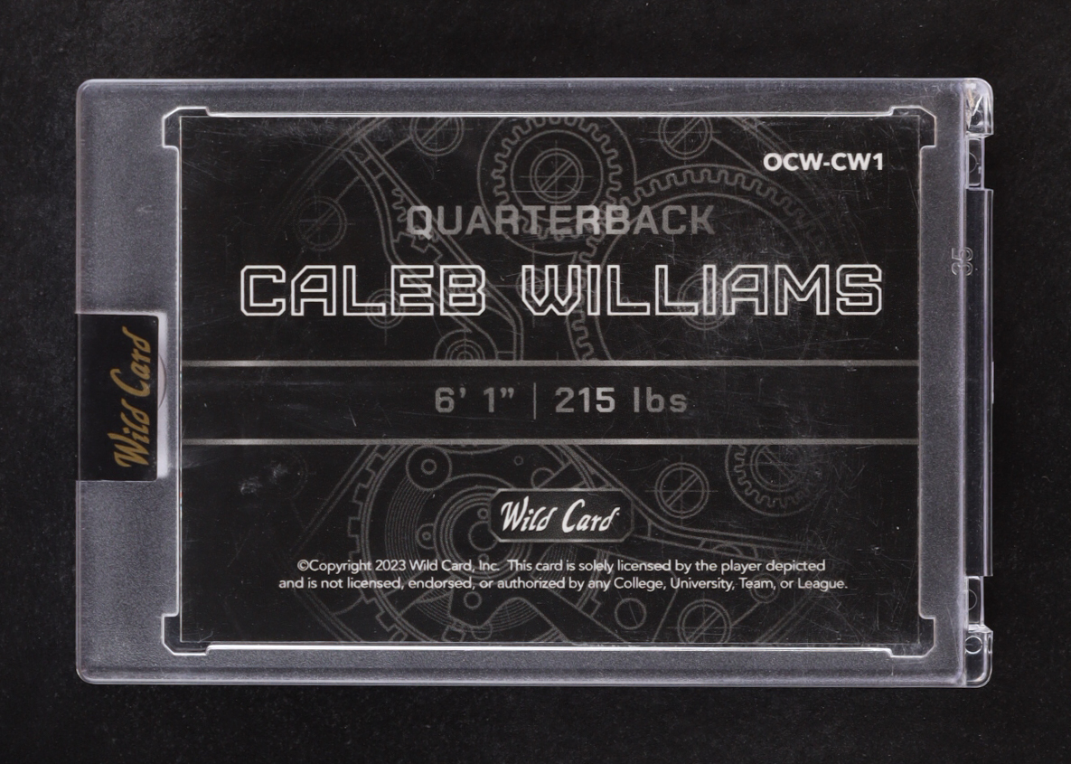 Caleb Williams 2023 Wild Card QB 1 On The Clock #OCW-CW1 RC #1/1 at PristineAuction.com Caleb Williams 2023 Wild Card QB 1 On The Clock #OCW-CW1 RC #1/1 at PristineAuction.com