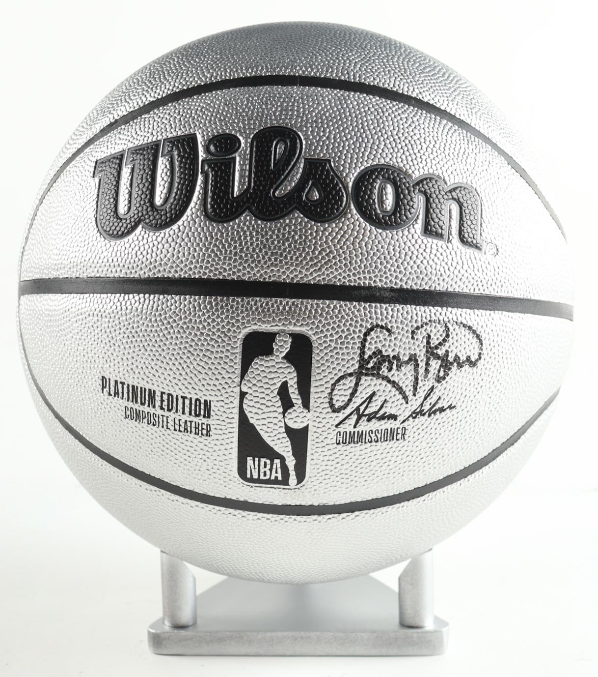 Larry Bird Signed NBA Platinum Edition Basketball with Display Stand (PSA) at PristineAuction.com Larry Bird Signed NBA Platinum Edition Basketball with Display Stand (PSA) at PristineAuction.com