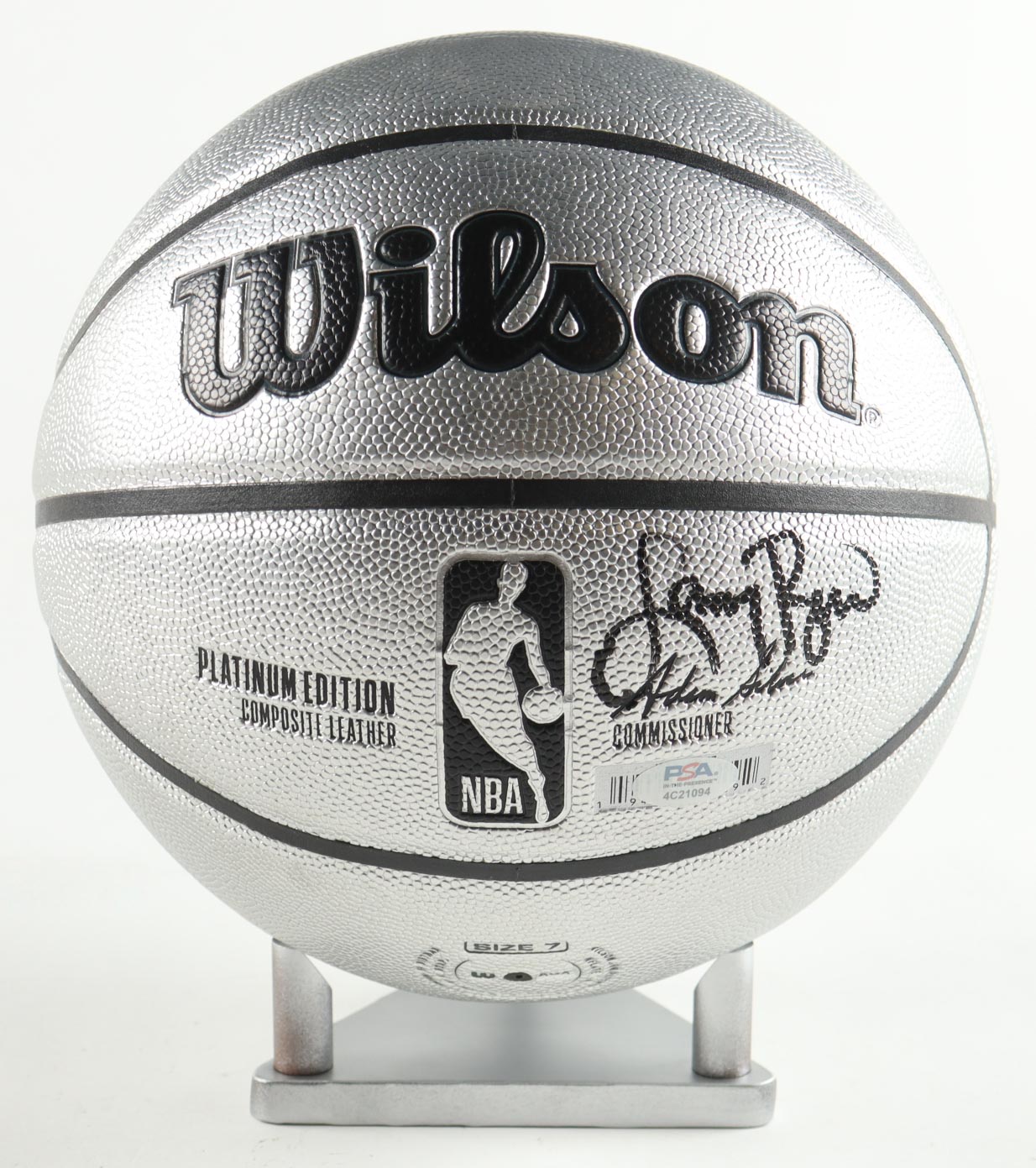 Larry Bird Signed NBA Platinum Edition Basketball with Display Stand (PSA) at PristineAuction.com Larry Bird Signed NBA Platinum Edition Basketball with Display Stand (PSA) at PristineAuction.com