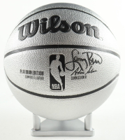 Larry Bird Signed NBA Platinum Edition Basketball with Display Stand (PSA) at PristineAuction.com
