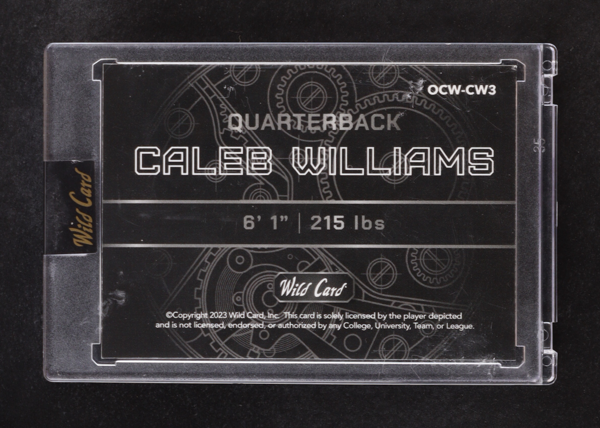 Caleb Williams 2023 Wild Card QB 1 On The Clock #OCW-CW3 RC #29/50 at PristineAuction.com Caleb Williams 2023 Wild Card QB 1 On The Clock #OCW-CW3 RC #29/50 at PristineAuction.com