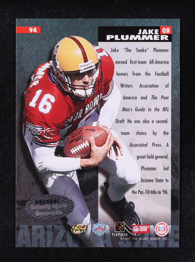 Jake Plummer Signed 1997 Score Board NFL Rookies #94 RC (Schwartz) at PristineAuction.com Jake Plummer Signed 1997 Score Board NFL Rookies #94 RC (Schwartz) at PristineAuction.com