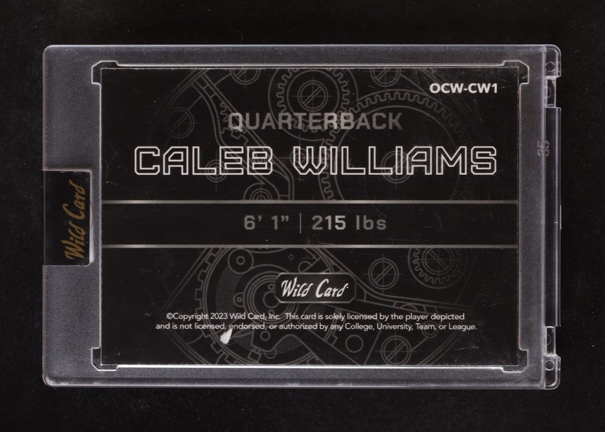 Caleb Williams 2023 Wild Card QB 1 On The Clock #OCW-CW1 RC #4/5 at PristineAuction.com Caleb Williams 2023 Wild Card QB 1 On The Clock #OCW-CW1 RC #4/5 at PristineAuction.com