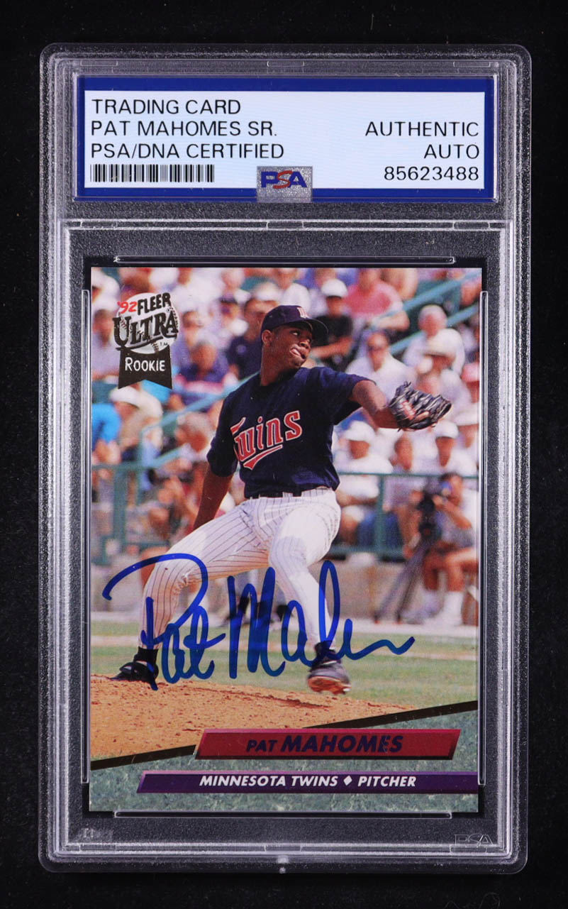 Pat Mahomes Sr. Signed 1992 Fleer Ultra #398 RC (PSA) at PristineAuction.com Pat Mahomes Sr. Signed 1992 Fleer Ultra #398 RC (PSA) at PristineAuction.com
