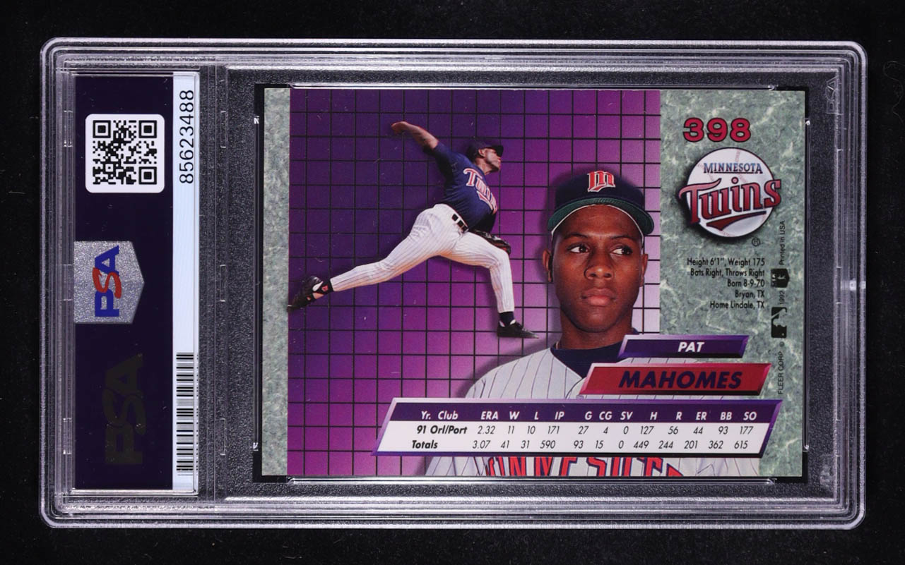 Pat Mahomes Sr. Signed 1992 Fleer Ultra #398 RC (PSA) at PristineAuction.com Pat Mahomes Sr. Signed 1992 Fleer Ultra #398 RC (PSA) at PristineAuction.com