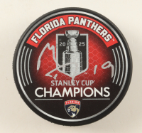 Matthew Tkachuk Signed Panthers 2025 Stanley Cup Champions Commemorative Hockey Puck (JSA) at PristineAuction.com