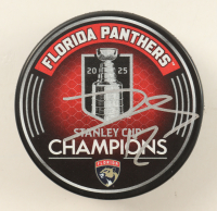 Jonah Gadjovich Signed Panthers 2025 Stanley Cup Champions Commemorative Hockey Puck (JSA) at PristineAuction.com